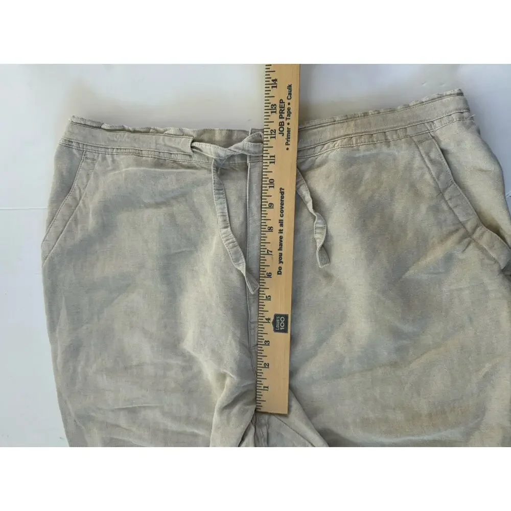 CUBAVERA Mens Linen Blend Drawstring Pants Light Beige Casual Large 36-38 #7172